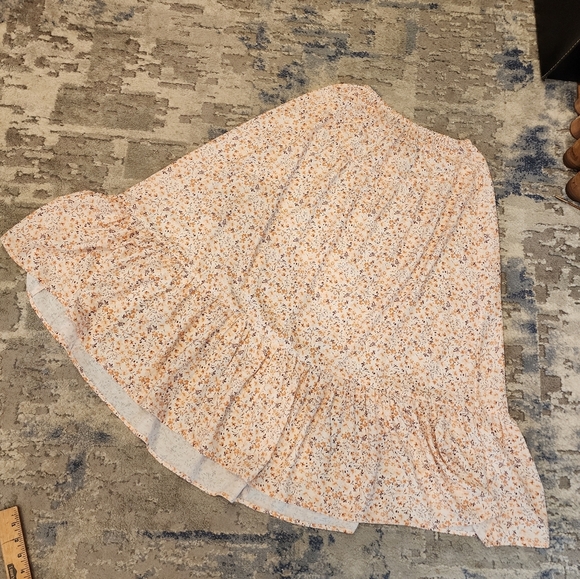 La La Land Creative Floral Midi Maxi Skirt Beige Golden Brown purple Floral XS/S - Picture 2 of 12